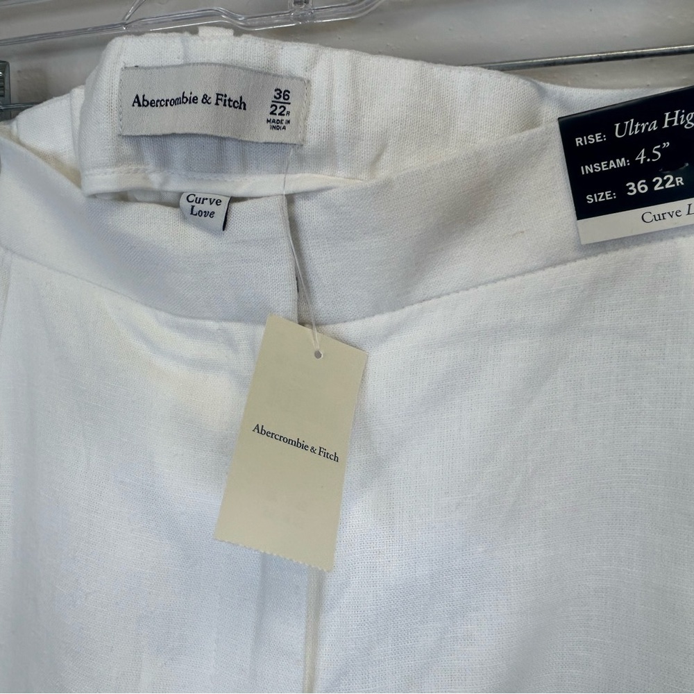 Abercrombie & Fitch NWT Women's White Linen Shorts Size 22 3X Beachy Travel New - Picture 9 of 10